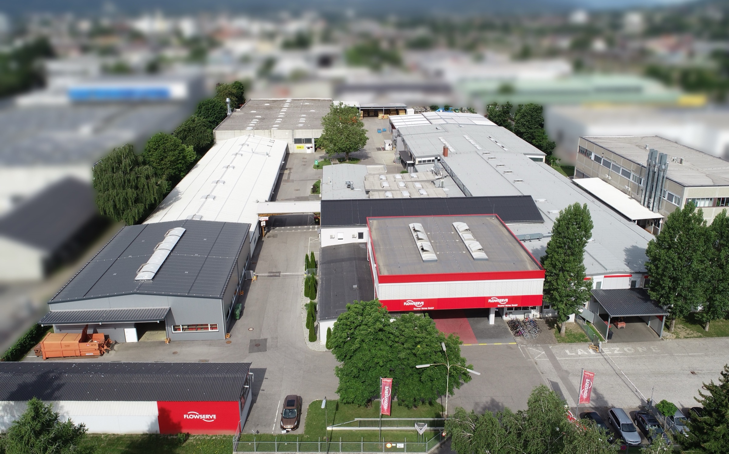 Luftaufnahme des Flowserve Werks in Villach
